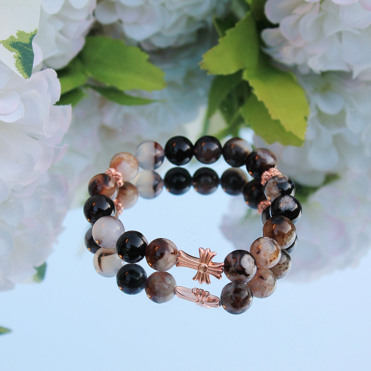 Black Flower Agates