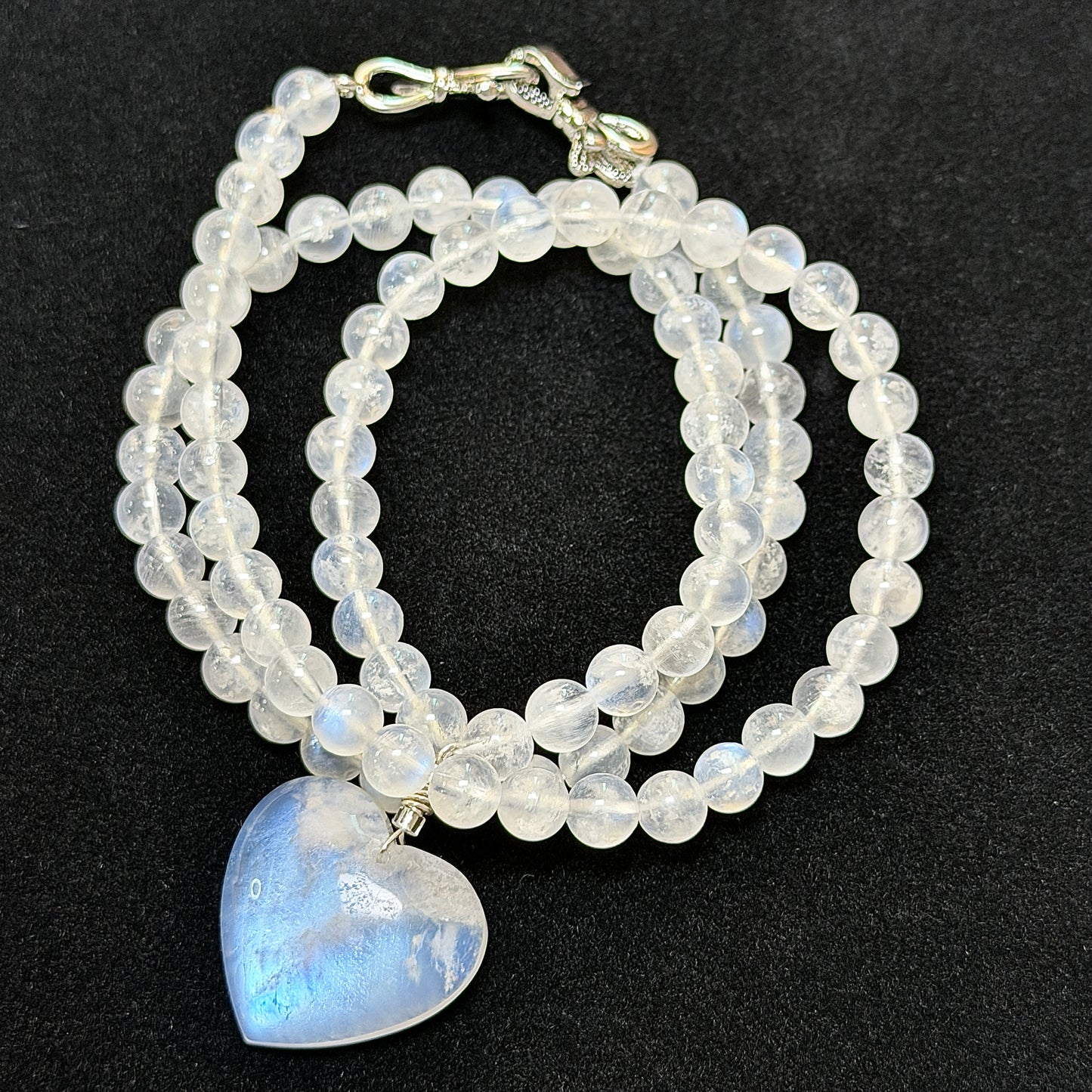 6Mm Blue Moonstone Neclacke with Heart