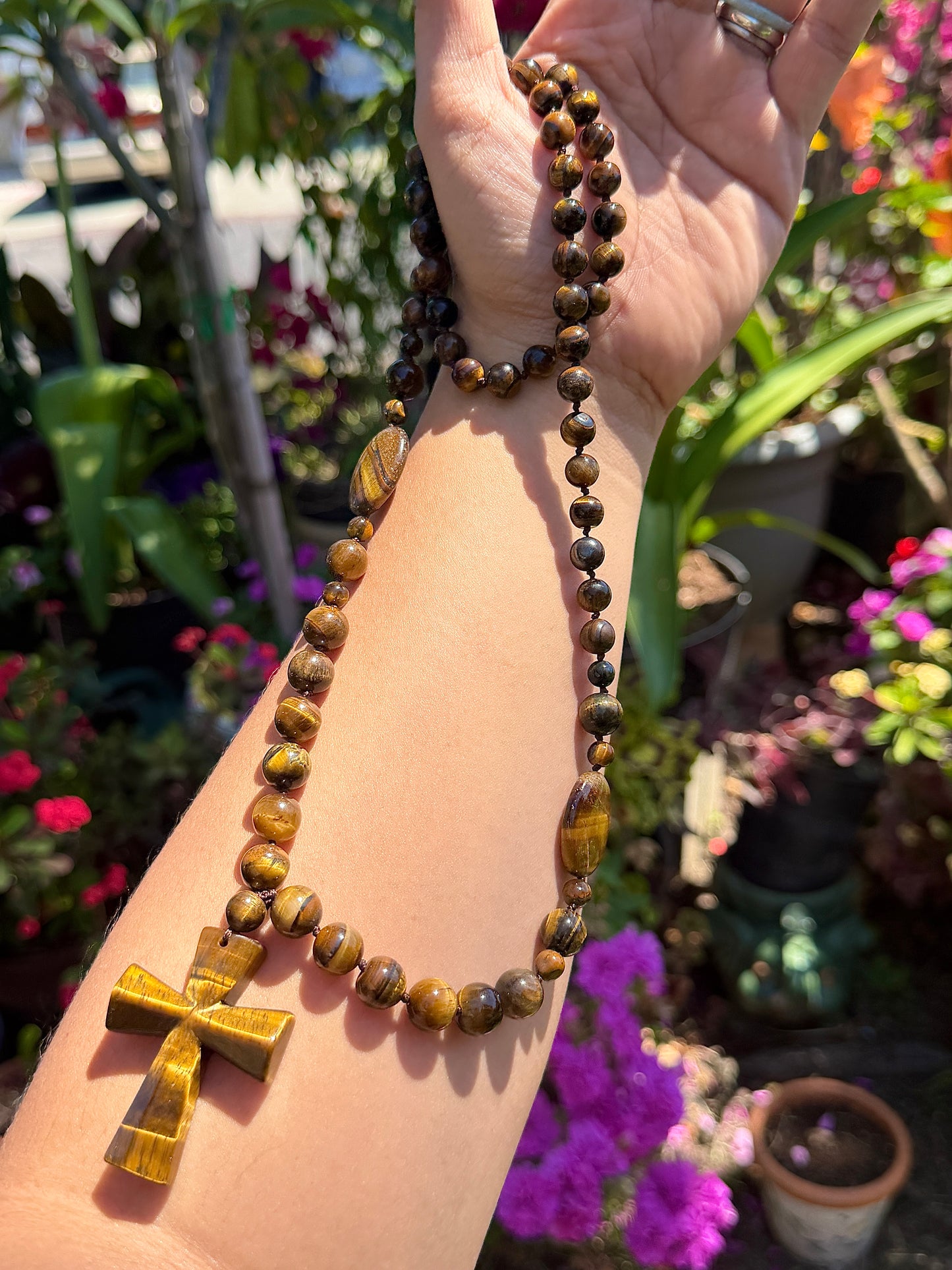 Yellow Tiger’s Eye Cross Necklace