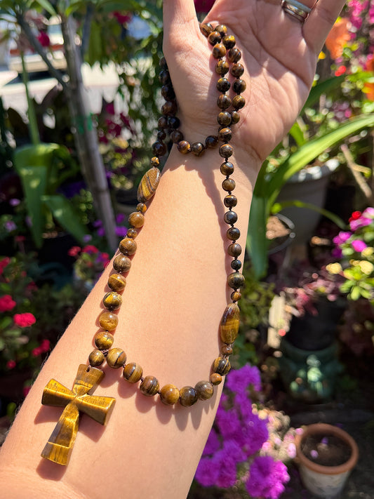 Yellow Tiger’s Eye Cross Necklace