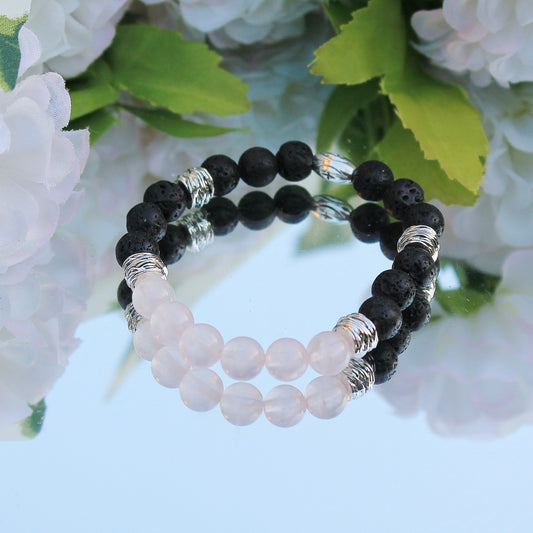 Rose Quartz and Lava Stone